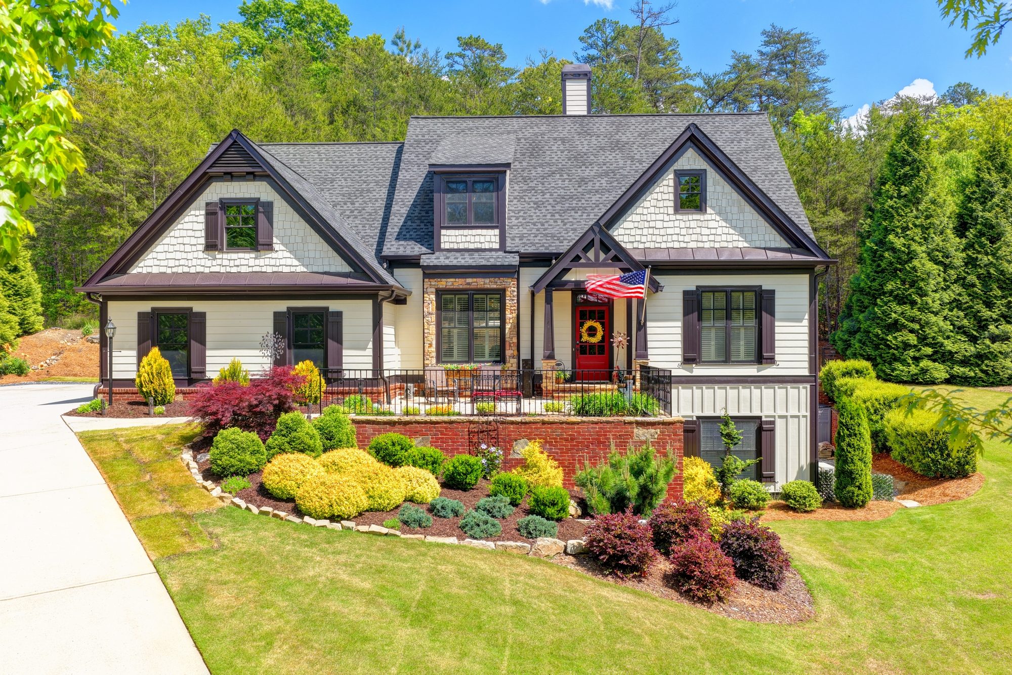 Luxury mountain estate at 10 Cavender Run, Dahlonega, Georgia, at golden hour